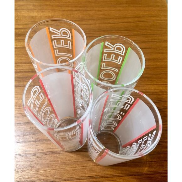 Libbey COOLER Stripe Highball Tom Collins Cocktail Barware Red/Pink Orange Green - Picture 5 of 8